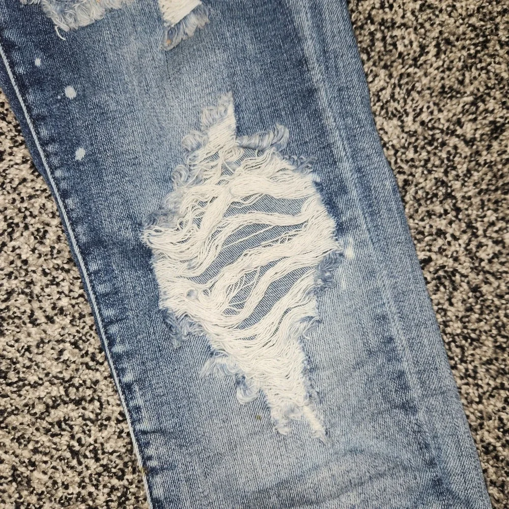 Judy Blue Boyfriend Fit Splatter Paint Ripped Jeans Stretch Women 5/27 Mid Rise - Picture 4 of 12